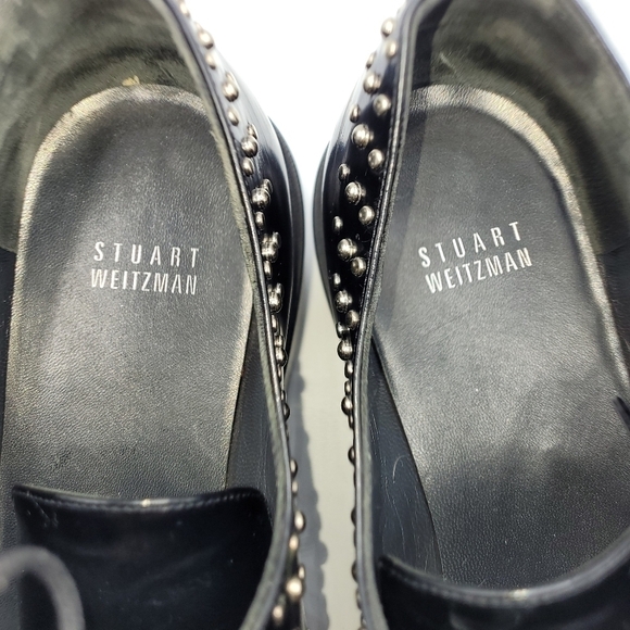 Stuart Weitzman Zealous Studded Platform Loafer Jet Mirror Black. Size 9.5 M - Picture 12 of 16